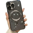 thumbnail image 1 of for iPhone 14 Pro Max Magnetic Glitter Case, Cute with Camera Lens Protector, Compatible with MagSafe, Soft TPU Slim Shockproof Clear Protective Phone Case Cover for Women Girls, Black, 1 of 8