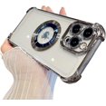 thumbnail image 1 of for iPhone 14 Pro Max Magnetic Transparent Case,Luxury Bling Four Corners Shockproof Military-Grade Protection with Camera Lens Protector MagSafe Clear Plating Cover for Women Men-Gray, 1 of 13