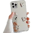 thumbnail image 1 of for iPhone 14 Pro Max Mirror Case Cute Love Heart Phone Case for Women Girls Makeup Mirror Back Soft Silicone Clear Slim Fit Shockproof Bumper TPU Frame Protective Case for 14 Pro Max, 6.7 inch, 1 of 7