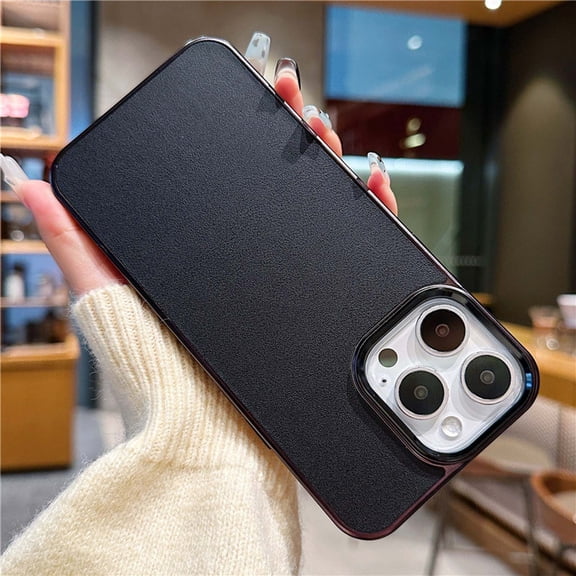 for iPhone 14 Pro Max PU Leather Slim Case,Simplicity Designing,Plain Skin PU Leather Design,Electroplated frame,Anti-Scratch Rugged Shockproof Hard Phone Case for iPhone 14 Pro Max,
Black