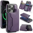 thumbnail image 1 of For iPhone 14 Pro Max PU Leather Wallet Phone Case,Compatible with Mag-Safe,Magnetic Detachable Card Holder,Back Flip Kickstand,2-in-1 Heavy Duty Shockproof RFID Blocking Phone Case,Purple, 1 of 10