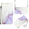 thumbnail image 1 of for iPhone 14 Pro Max PU Leather Wallet case, Marble Pattern Credit Card Holder,Flip Folio Book Kickstand Cover Women Men with Long + Short Strap for iPhone 14 Pro Max 2022, White Purple Marble, 1 of 11