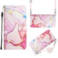 thumbnail image 1 of for iPhone 14 Pro Max PU Leather Wallet case, Marble Pattern Credit Card Holder,Flip Folio Book Kickstand Cover Women Men with Long + Short Strap for iPhone 14 Pro Max 2022, Rosegold Marble, 1 of 11