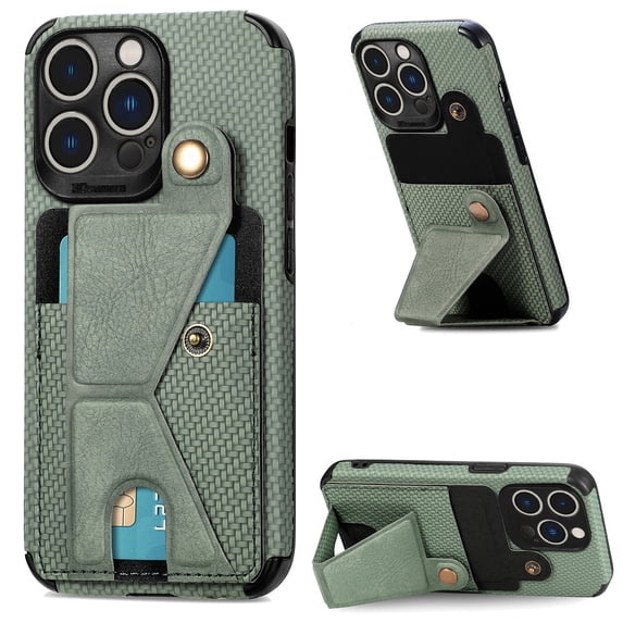 for iPhone 14 Pro Max Phone Case Card Holder, Card Pocket for Back of Phone, PU Leather Wallet Magnetic Kickstand Credit Card Holder Phone Case Compatible with iPhone 14 Pro Max 6.7 inch,Green
