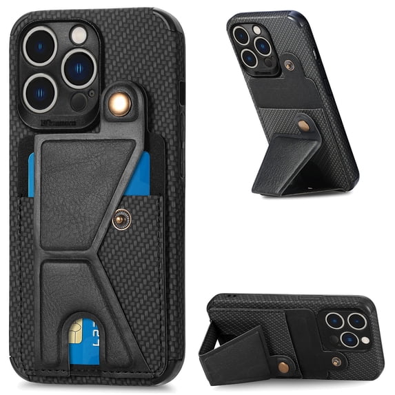 for iPhone 14 Pro Max Phone Case Card Holder, Card Pocket for Back of Phone, PU Leather Wallet Magnetic Kickstand Credit Card Holder Phone Case Compatible with iPhone 14 Pro Max 6.7 inch,Black