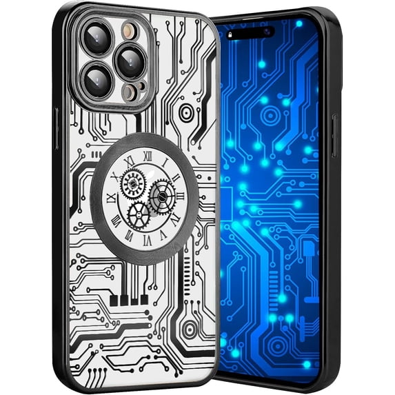 for iPhone 14 Pro Max Phone Case, Compatible with Magsafe Magnetic Cases, Transparent Luxurly Plated Pattern Design for Men Women,Soft Shockproof Camera Lens Protective Back Cover, Black