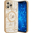 thumbnail image 1 of for iPhone 14 Pro Max Phone Case, Compatible with Magsafe Magnetic Cases, Transparent Luxurly Plated Pattern Design for Men Women,Soft Shockproof Camera Lens Protective Back Cover, Gold, 1 of 6