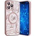 thumbnail image 1 of for iPhone 14 Pro Max Phone Case, Compatible with Magsafe Magnetic Cases, Transparent Luxurly Plated Pattern Design for Men Women,Soft Shockproof Camera Lens Protective Back Cover, Pink, 1 of 11