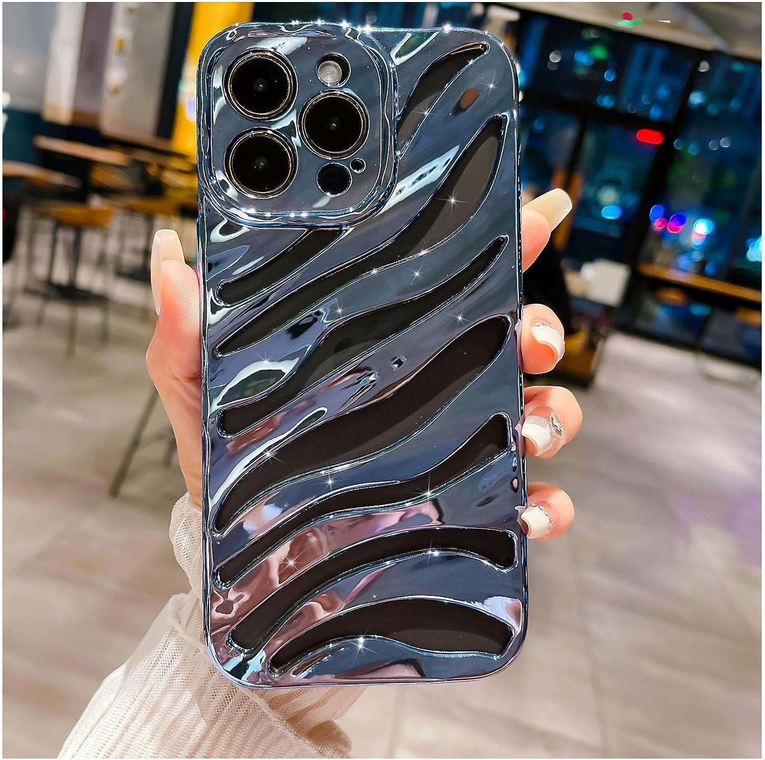 iPhone 14 Pro Max Phone Case, Cool Plating Water Ripple Hollow Out Pattern  Case for Women Girls Men, Fashion Plating Carved Wavy Soft TPU Protective  Back Cover (Deep Purple) - Walmart.com