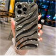 thumbnail image 1 of iPhone 14 Pro Max Phone Case, Cool Plating Water Ripple Hollow Out Pattern Case for Women Girls Men, Fashion Plating Carved Wavy Soft TPU Protective Back Cover (Silver), 1 of 9