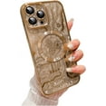 thumbnail image 1 of for iPhone 14 Pro Max Phone Case Glitter, Compatible with Magsafe Magnetic Cases, Transparent Luxurly Plated Sparkly Design, Soft Shockproof Camera Lens Protective Back Cover, Gold, 1 of 13