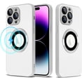 thumbnail image 1 of for iPhone 14 Pro Max Phone Case Magnetic AG Glass Frosted Case with Camera Lens Protector for iPhone 14 Pro Max Compatible with Magsafe Slim Full Body Protective Cover for Women Men-White, 1 of 12