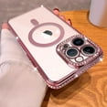 thumbnail image 1 of for iPhone 14 Pro Max Phone Case Magnetic Glitter Sparkly Clear Luxury Plating Diamond Bumper Full Camera Protective Cover Compatible with MagSafe for Women Girls -Pink, 1 of 12