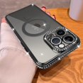 thumbnail image 1 of for iPhone 14 Pro Max Phone Case Magnetic Glitter Sparkly Clear Luxury Plating Diamond Bumper Full Camera Protective Cover Compatible with MagSafe for Women Girls -Black, 1 of 12