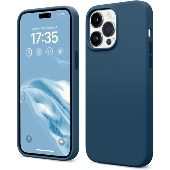 iPhone 14 Pro Max Phone Case, Premium Liquld Silicone Case, Full-Body Shockproof Protective, Anti-Scratch Soft Microfiber Lining, Ultra Slim Thin Cover, 6.7 inch, Storm Blue