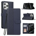 thumbnail image 1 of for iPhone 14 Pro Max Phone Case Wallet Card Holder, PU Leather Kickstand Flip Cases Wrist Strap Magnetic Closure Shockproof Embossed Protective Book Cover for iPhone 14 Pro Max, Blue, 1 of 9