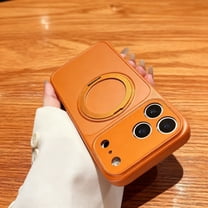 For iPhone 14 Pro Max Phone Case,With Contractile 360° Rotatable Ring Kickstand,Compatible with Mag-Safe,Ultra Slim Shockproof Anti-fall Drop Protection,Rugged Durable Phone Case,Orange