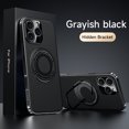 thumbnail image 1 of for iPhone 14 Pro Max Plating Case with Magnetic Invisible Ring Stand, Compatible with Mag-Safe PU Leather Business Shockproof Military Grade Protection Classic Luxury Slim Phone Cases, Black, 1 of 8
