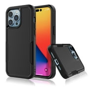 for iPhone 14 14 Pro Max 14 Plus Case, 2 in 1 Heavy Duty Armor Shockproof Tough Hybrid Dual Layer Rubber Drop Protection Soft Bumper Rugged Protective Phone Cover Case for iPhone 14 Pro -Black