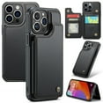 thumbnail image 1 of for iPhone 14 Pro Max Premium PU Leather Back Case, Multiple Card Slots Design, Double Magnetic Clasp Study Kickstand RFID Blocking Classic Phone Cover for iPhone 14 Pro Max, Black, 1 of 9