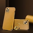 thumbnail image 1 of for iPhone 14 Pro Max Ring Holder Case Luxury Crocodile Snakeskin Pattern Gold Edge 360 Degree Rotation Kickstand for Women Men Slim Leather Protective Phone Case for iPhone 14 Pro Max, Yellow, 1 of 9