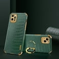 thumbnail image 1 of for iPhone 14 Pro Max Ring Holder Case Luxury Crocodile Snakeskin Pattern Gold Edge 360 Degree Rotation Kickstand for Women Men Slim Leather Protective Phone Case for iPhone 14 Pro Max, Green, 1 of 9