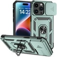 thumbnail image 1 of for iPhone 14 Pro Max Rugged Phone Case with Sliding Camera Cover, Kickstand TPU Bumper Drop Proof Durable Military Grade Protective Case Cover for iPhone 14 Pro Max, Darkgreen, 1 of 8