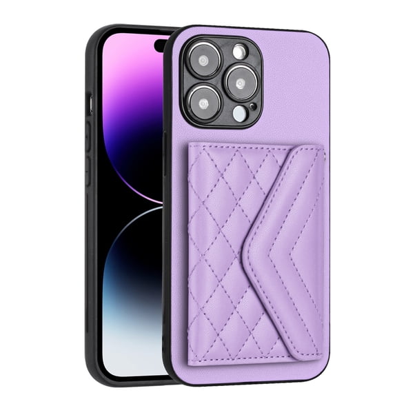 for iPhone 14 Pro Max Slim Case with Card Holders and Strap for Women, iPhone 14 Pro Max Phone Case Wallet PU Leather Kickstand RFID Blocking Flip Shockproof Wallet Case - Purple