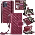 thumbnail image 1 of for iPhone 14 Pro Max Wallet Case with Card Holder & Kickstand & Wrist Strap, Flip Folio Book Style PU Leather Shockproof Protective Phone Cover with Crossbody Strap for iPhone 14 Pro Max, Winered, 1 of 13