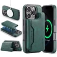 thumbnail image 1 of for iPhone 14 Pro Max Wallet Case with Kickstand, Detachable Magnetic Card Holder, RFID Blocking PU Leather Cover, Drop Protective Classic Flip Back Case for iPhone 14 Pro Max, Green, 1 of 10