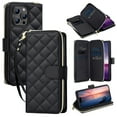 thumbnail image 1 of for iPhone 14 Pro Max Wallet Case, Multi-Functional Zipper Purse Case, with Flip Stand Card Holder PU Leather Phone Cover with Lanyard & Wrist Strap for iPhone 14 Pro Max, Black, 1 of 7