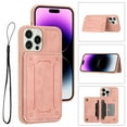 thumbnail image 1 of for iPhone 14 Pro Max Wallet Case with RFID Blocking Card Holder,Premium PU Leather Double Magnetic Buttons Stand Flip Wrist Lanyard Strap Back Cover Case for iPhone 14 Pro Max,Pink, 1 of 8