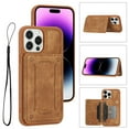 thumbnail image 1 of for iPhone 14 Pro Max Wallet Case with RFID Blocking Card Holder,Premium PU Leather Double Magnetic Buttons Stand Flip Wrist Lanyard Strap Back Cover Case for iPhone 14 Pro Max,Brown, 1 of 8