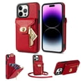 thumbnail image 1 of for iPhone 14 Pro Max Wallet Case, iPhone 14 Pro Max Zipper Purse Crossbody Wallet Phone Case with Lanyard, Metal Buckle Closure PU Leather Card Holder Kickstand Flip Folio Protective Cover, Red, 1 of 8
