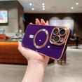 thumbnail image 1 of for iPhone 14 Pro, Nalacover [Compatible with Magsafe] Slim Cute Love Luxury Plating Edge Bumper Case with Full Camera Lens Shockproof Anti-Scratch Case For iPhone 14 Pro, Darkpurple, 1 of 10