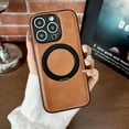 thumbnail image 1 of for iPhone 14 Pro PU Leather Back Cover with Ring Kickstand, Shock-Absorbent TPU Protective Case Cover, Classic Anti-Scratch Anti-Fingerprint Non-Slip Wireless Charging Compatible, Brown, 1 of 9