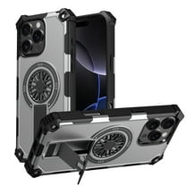 for iPhone 14 Pro Phone Case, [Built-in Strong Magnet] [Built-in Invisible Stand] [Heavy Duty Drop Protection] Shockproof Rugged Protective Magnetic Cover, for iPhone 14 Pro, Silver