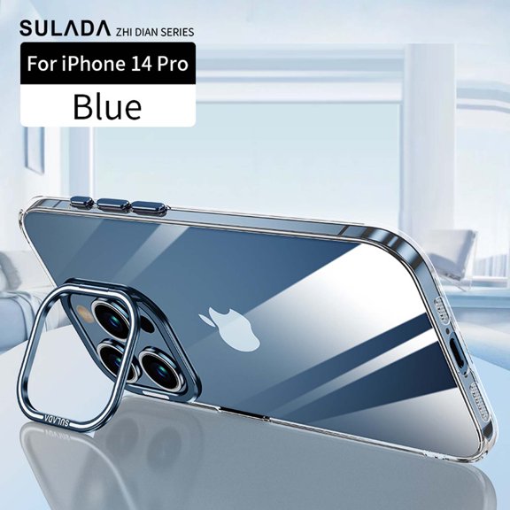 for iPhone 14 Pro Phone Case Clear,Built-in Stash Camera Ring Stand Phone Case,Military-Grade Protective Case,Scratch-Resistant Back Cover Ultra Slim Shockproof Phone Case,Darkblue