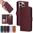 thumbnail image 1 of for iPhone 14 Pro Removable Wallet Case, Premium PU Leather Flip Cover with [RFID Blocking][ Detachable Card Holder][Stand Function][Wrist Strap] Shockproof Protectove Phone Cover,Winered, 1 of 10
