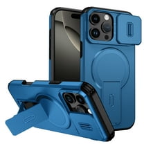 For iPhone 14 Pro Rugged Phone Case,With Invisible Kickstand,Compatible with Mag-Safe,With Camera Lens Cover,Shockproof Anti-Scratch Drop Protection Durable Heavy Duty Phone Case,Blue