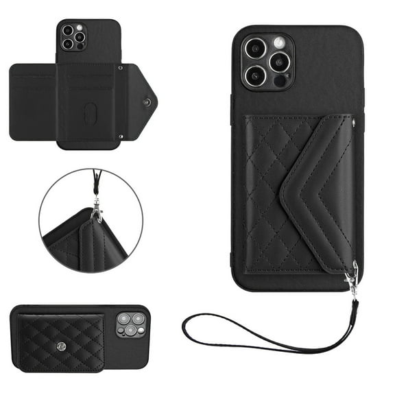 for iPhone 14 Pro Wallet Case with Card Holder, Elegant Durable PU Leather Protective Magnetic Closure Flip Phone Cover Kickstand RFID Blocking for Women Girls for iPhone 14 Pro, Black