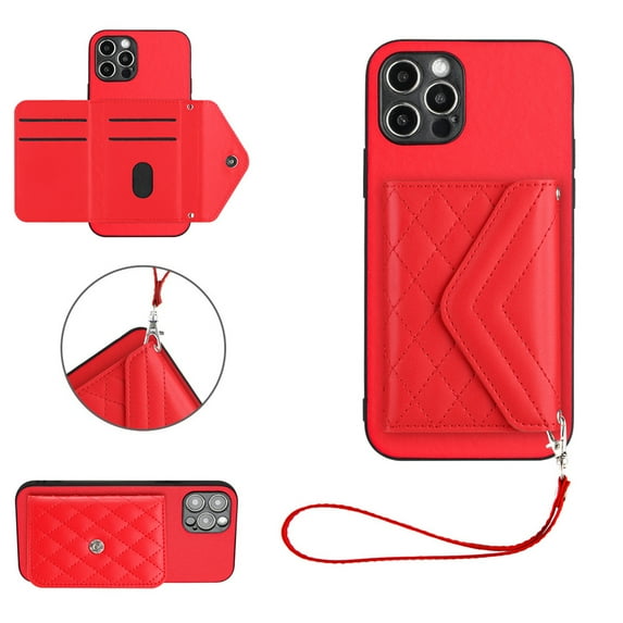 for iPhone 14 Pro Wallet Case with Card Holder, Elegant Durable PU Leather Protective Magnetic Closure Flip Phone Cover Kickstand RFID Blocking for Women Girls for iPhone 14 Pro, Red