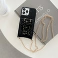 thumbnail image 1 of for iPhone 14 Pro Wallet Case with Card Holder, Solid Color Metal Chain PU Leather Back, Crossbody Strap Wallet Phone Case for Women Girls, Fit for iPhone 14 Pro 6.1 inch - Black, 1 of 9