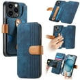 thumbnail image 1 of for iPhone 14 Pro Wallet Case with Card Slots & Cash Slot【RFID Blocking】, With Wrist Kickstand,Flip Folio Book PU Leather  Shockproof Anti-fall Rugged Phone case Cover For Women Men,Blue, 1 of 10