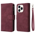 thumbnail image 1 of iPhone 14 Pro Wallet Case, Dteck Soft Leather Zipper Wallet Case Magnetic Buckle Flip Cover with 5 Card Slots/Photo Pocks/Lanyard Strap for Apple iPhone 14 Pro 6.1 inch 2022, Winered, 1 of 10