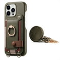 thumbnail image 1 of for iPhone 14 Pro Wallet Case with Elastic Card Holder & 360° Rotatable Ring Stand, Vintage PU Leather Kickstand Slim Fit Shockproof Cover with Shoulder Strap for iPhone 14 Pro -Midnightgreen, 1 of 9