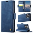 thumbnail image 1 of for iPhone 14 Pro Wallet Case with RFID Blocking, 3 Card Slots & Cash Pocket, Kickstand PU Leather Magnetic Closure Full Body Protective Flip Cover, Classic Design for Men and Women, Blue, 1 of 11
