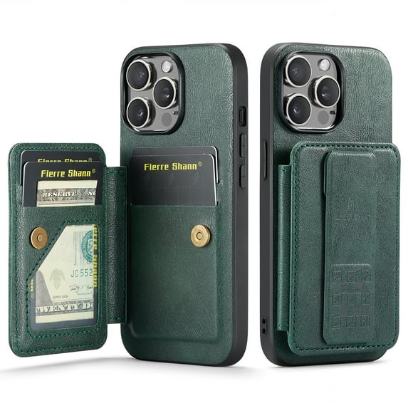 for iPhone 14 Pro Wallet Case with RFID Blocking Credit Card Holder,PU Leather Folio Flip Kickstand Handle Wrist Strap Shockproof Cover Women Men for iPhone 14 Pro Phone Case,Green