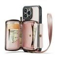 thumbnail image 1 of iPhone 14 Pro Wallet Case with Strap,  Magnetic Back Zipper Case with RFID Card Holder, Leather Handbag Case for Women Protective Case Compatible with iPhone 14 Pro, Rosegold, 1 of 10