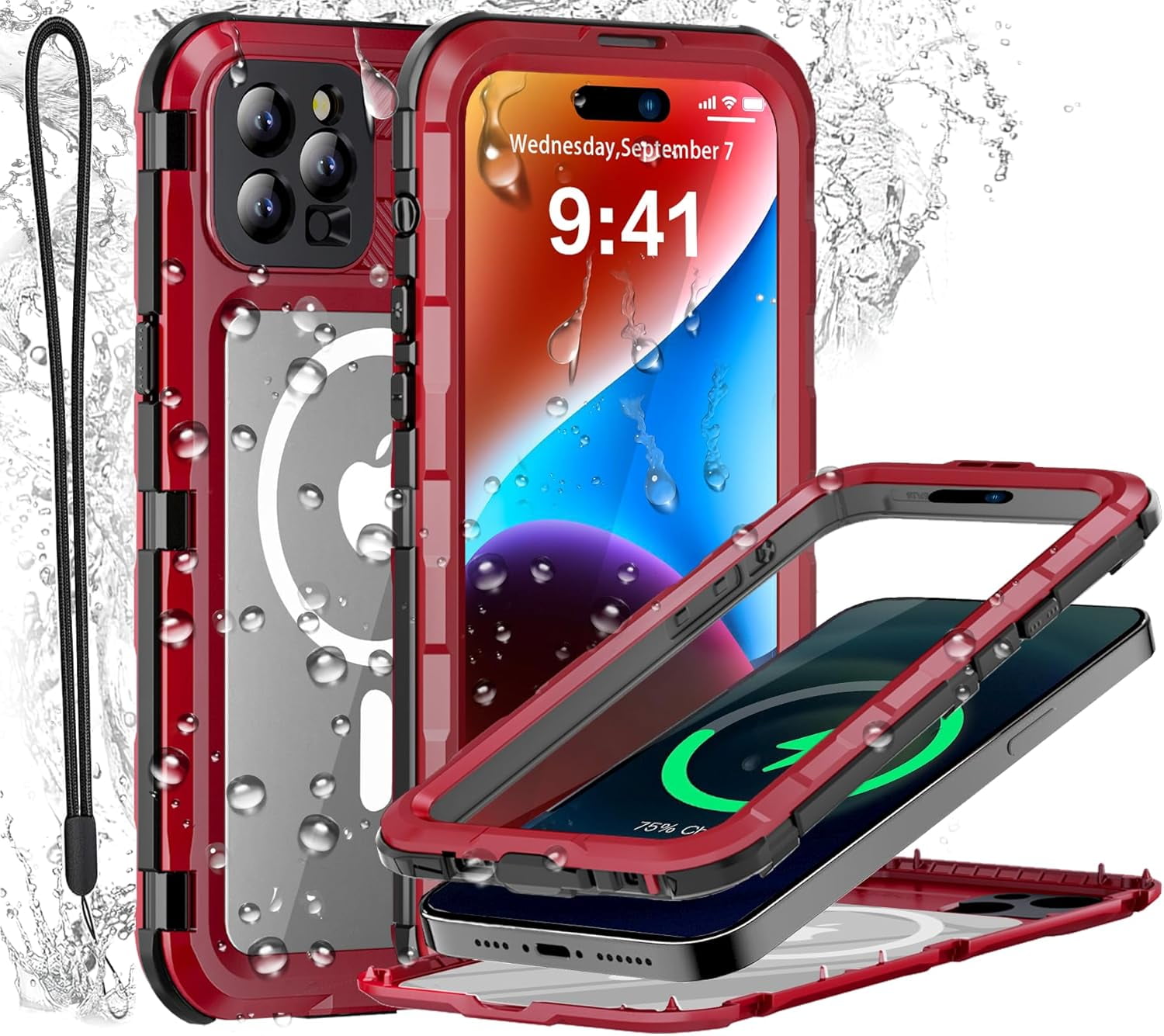 for iPhone 14 Pro Waterproof Case Compatible with MagSafe, Metal Heavy Duty IP68 Underwater Case